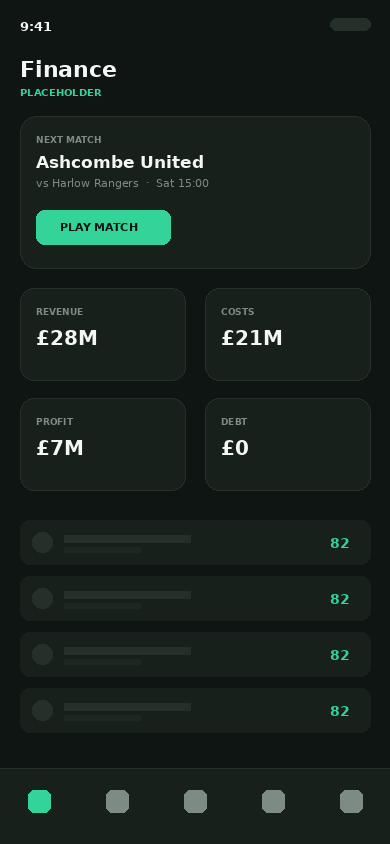 Finance screen